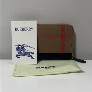 Burberry Tan and Red Checkered Wallet